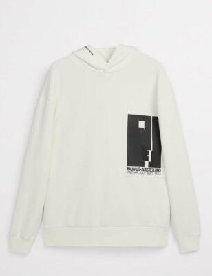 Zara Herren THE JOSEF AND ANNI ALBERS FOUNDATION GRAPHIC PRINT HOODIE Größe S 