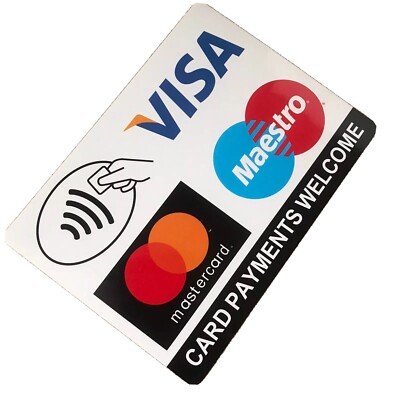 Contactless CARD PAYMENTS WELCOME Credit Card VISA Mastercard Sticker ...