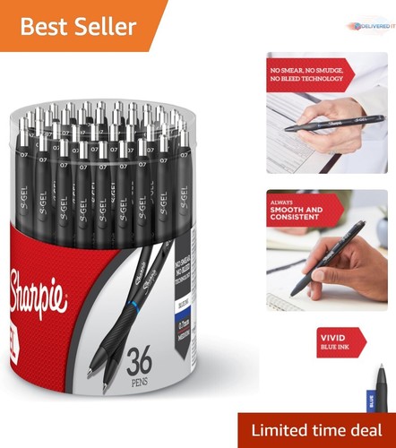36 Medium Point 0.7mm S-Gel Pens with Contoured Grip for Comfortable Writing