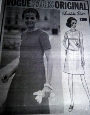 *ORIGINAL VTG 1960s DRESS Designer DIOR VOGUE PARIS Sewing Pattern  FF