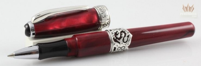 CURTIS DREAM LUCKY DRAGON RED WITH SILVER PLATED FINISH ROLLER BALL PEN GORGEOUS-image