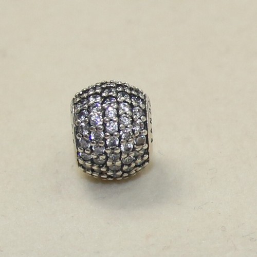 New Authentic Pandora Charm Clear Pave Bead 791051CZ W Tag & Suede Pouch - Picture 3 of 5