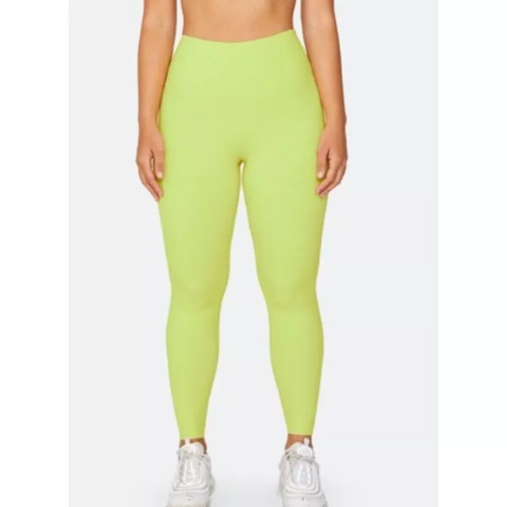 SET ACTIVE neon yellow high rise leggings size M Medium Womens athletic