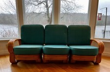 Paul Frankl ~ Art Deco ~ Rare Four Strand Rattan Sectional Sofa