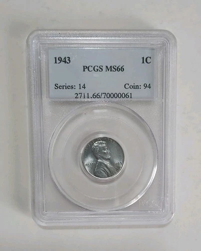 1943 P Steel Cent Wheat Penny PCGS MS66