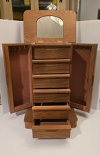 Vintage Oak Art Deco Jewelry Box Table Top