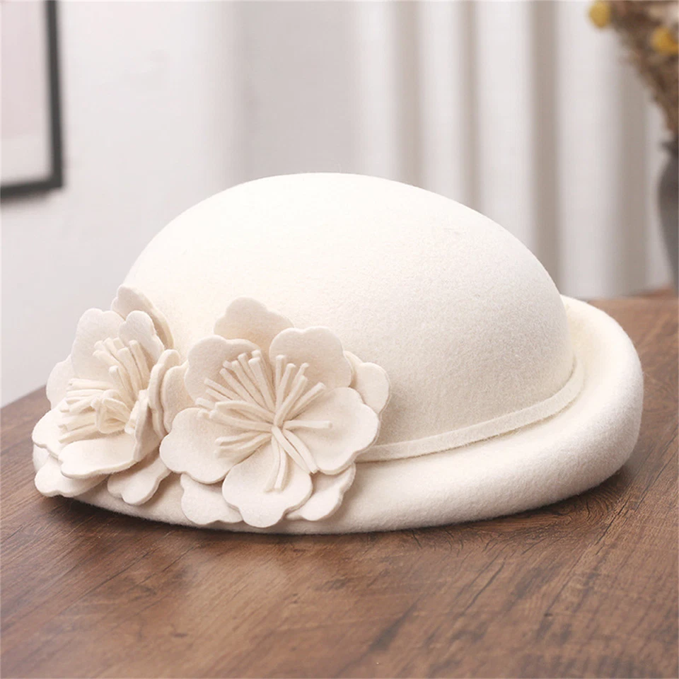 100 % lana fieltro boinas fascinador sombreros para mujer dama iglesia formal té fiesta sombrero Foto 4 de 4