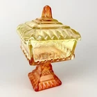 Vintage Jeanette Glass Amberina Pedestal Candy Dish Wedding Cake Box