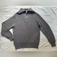 J. Crew Men's Quarter-Zip Sweater Sz L Gray 100 Merino Wool