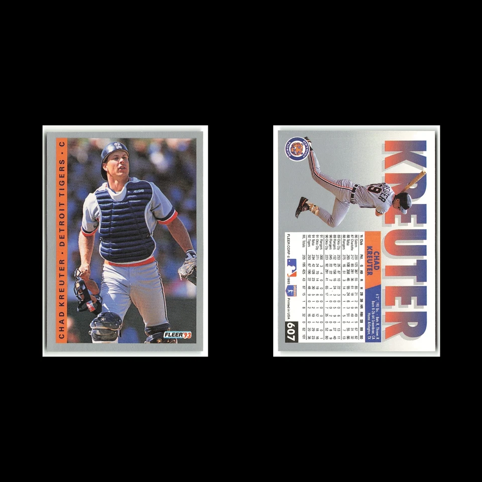 Chad Kreuter #607 1993 Fleer Detroit Tigers Baseball Card MLB NM - Image 3 of 3