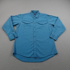 Vintage Wrangler Shirt Mens Large Turquoise Brushpopper Western X Long Tails 90s