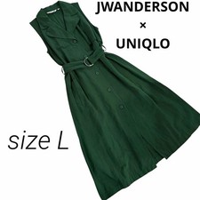 JWANDERSON × UNIQLO Linen Blend Long Dress Size L Dark Green