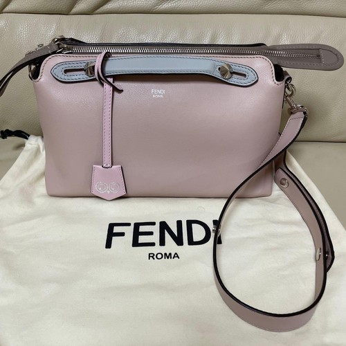 Fendi Vitheway Pink Leather Shoulder Bag Women's Used From Japan