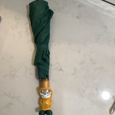 RARE Vintage 1994 Warner Bros Bugs Bunny Umbrella Wooden Handle Auto  Open LKNew