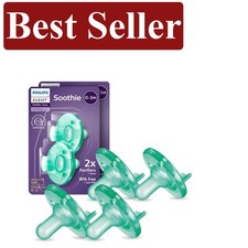 Soothie Orthodontic Baby Pacifiers - 4 Pack, 100 Medical Grade Silicone, Green