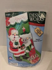 Design Works Craft Kit #5257-J Santa Claus & Mouse” 18" Christmas Stocking DIY 