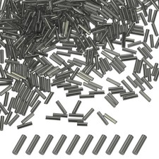 1800-Pack Bugle Beads, 2x6mm Tube Beads Kit for DIY Craft Gray
