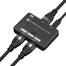 HDMI 2.1 Bi-Directional Switch Ultra HD 8K HDMI Switcher 2 in 1 Out/ 1 in 2 Out