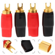 2 Pairs Audio Terminal Block Spade Plugs for Speaker Wire Connectors Crimp