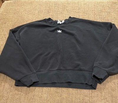 Adidas Originals Crewneck Sweatshirt Mens Small Black Trefoil Pullover