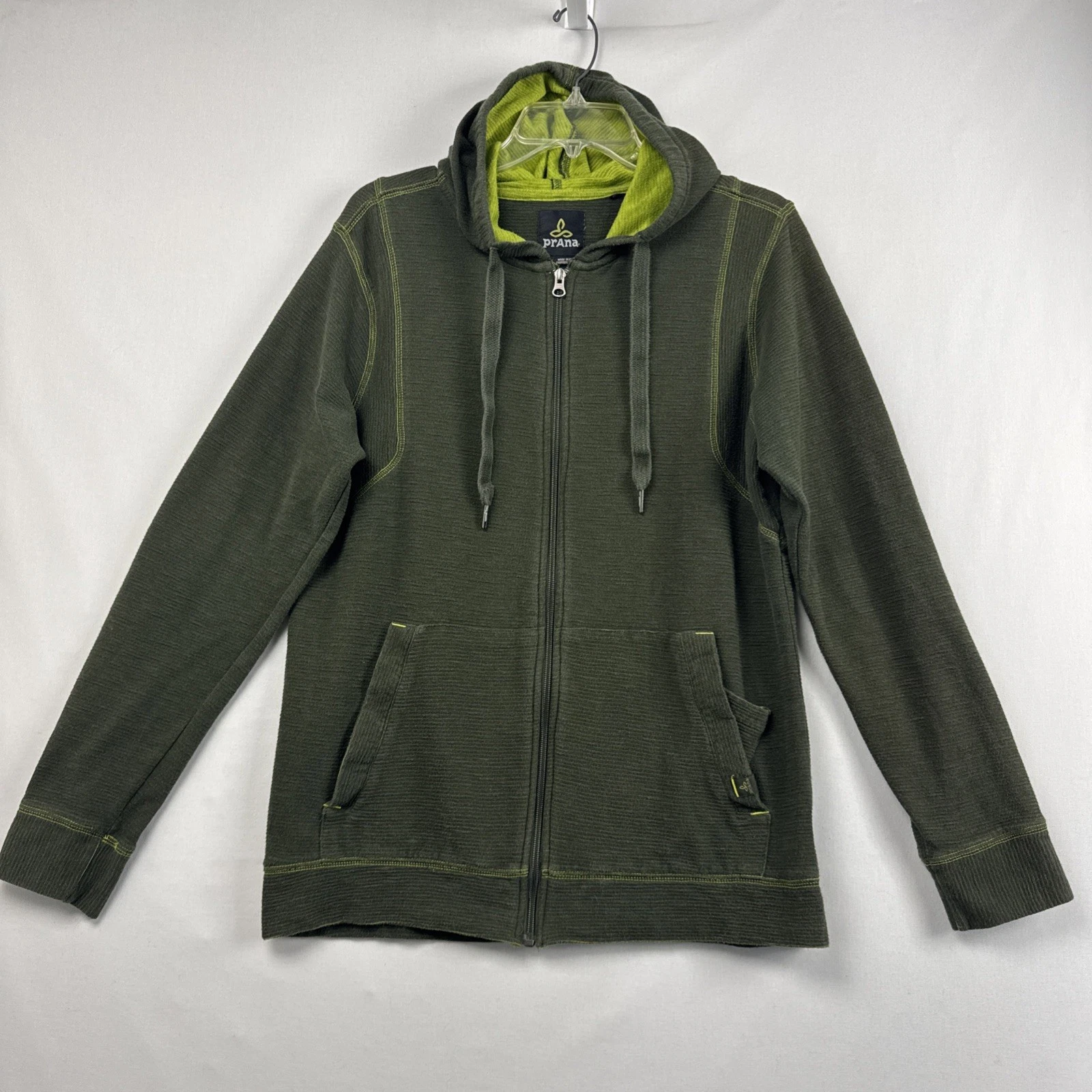prana full zip organic cotton poly ribbed knit hoodie