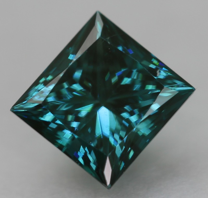 Cert 0.52 Carat Vivid Blue VVS2 Princess Natural Enhanced Diamond 4.47x4.29mm