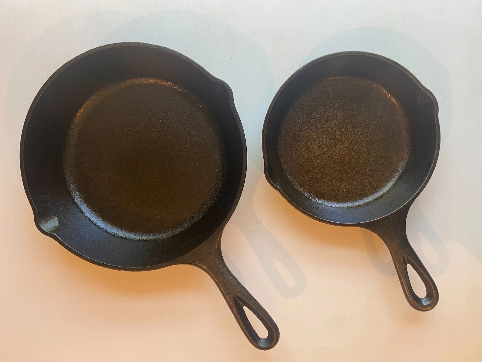 Vintage 1970s Lodge "Egg Logo" Cast Iron Skillets, Set of 2 (6.5" and 8")