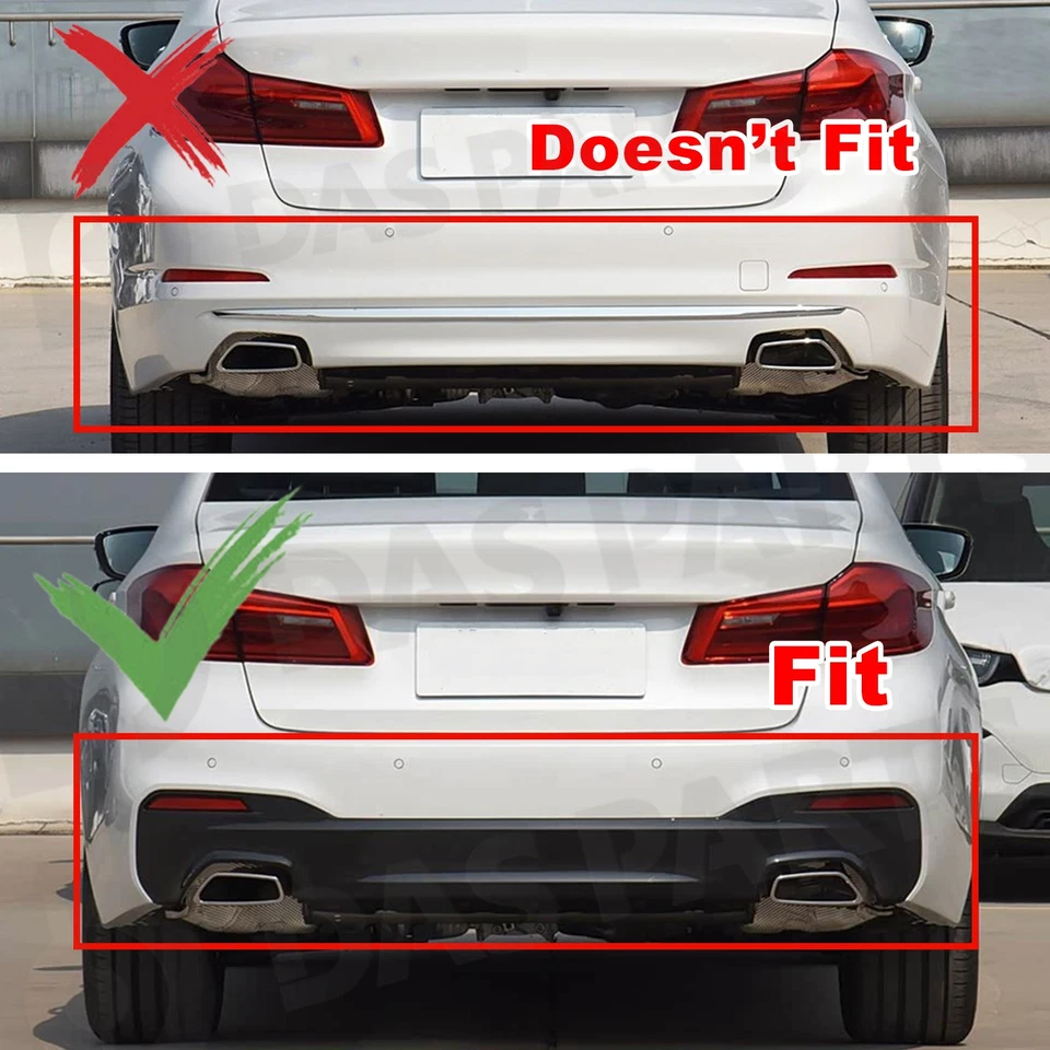 For 2017-2023 BMW G30 5 Series M5 Style Sport Rear Bumper Diffuser Valance Black Foto 3 de 4