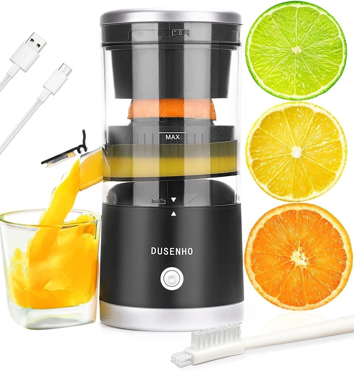 Electric Juicer Rechargeable - Citrus Juicer Machines with USB and Cleaning Brus