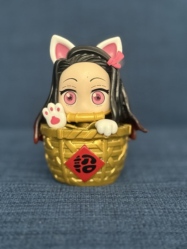 Nezuko Kamado Cat Ears Basket Mini Figurine Demon Slayer Plastic Anime