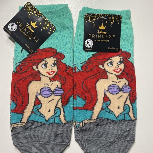 Disney Princess Little Mermaid Socks Size L 4-10 No Show Ankle Socks Lot Of 2