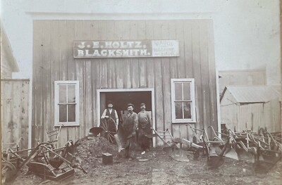 J E Holtz Blacksmith Photograph Glued On Vintage