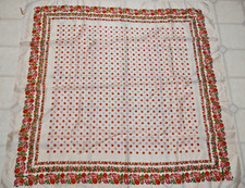 Vintage MC Sears Womens Scarf Pink Red Roses Square 43x42" Large Sheer Rayon 60s