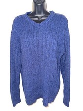 Vintage Izod Knit Sweater Navy Blue 100 Cotton Size Large