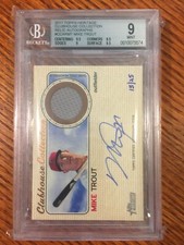 2017 Topps Heritage MIKE TROUT CCARMT Clubhouse Collection Auto Relic BGS 9 MINT