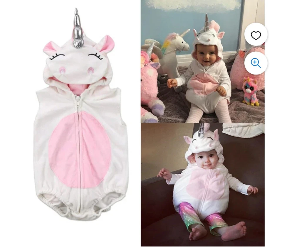 Disfraz Carter's Unicornio Bebé Niña Halloween/Vestir Talla 6-9 Meses Con Capucha Foto 2 de 4