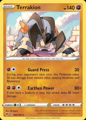 Pokemon Terrakion (92/203) Vivid Voltage LP