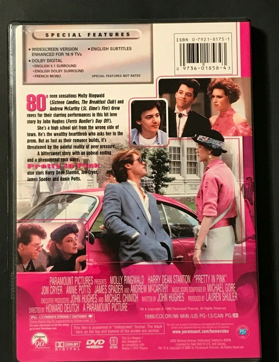 Pretty in Pink (DVD, 1986) Molly Ringwald, Jon Cryer - John Hughes