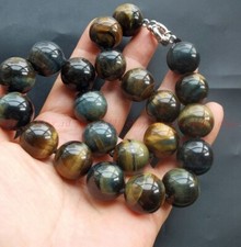 Yellow Blue Tiger Eye 6-20mm Beads Healing Protection Women Men Necklace 16-48"