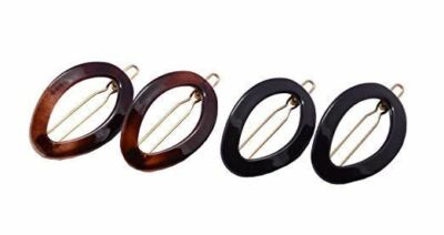 Parcelona French Eggie Oval Shell Black Mini Snap on Hair Clips Barrette