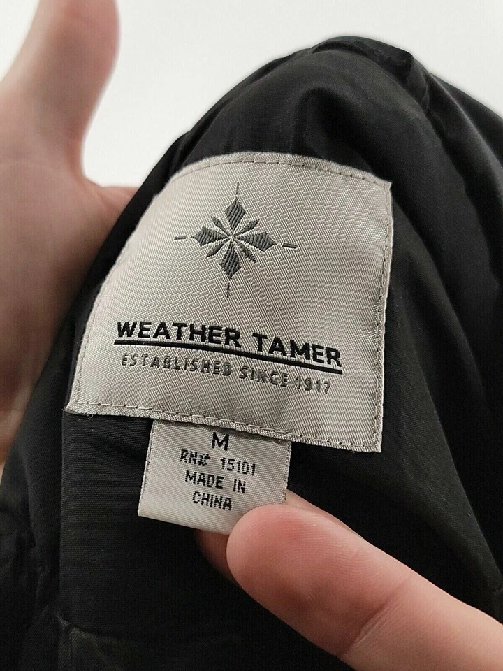 Weather Tamer Womens Coat Size Medium Solid Black Collared Pockets Lined - Image 3 of 4