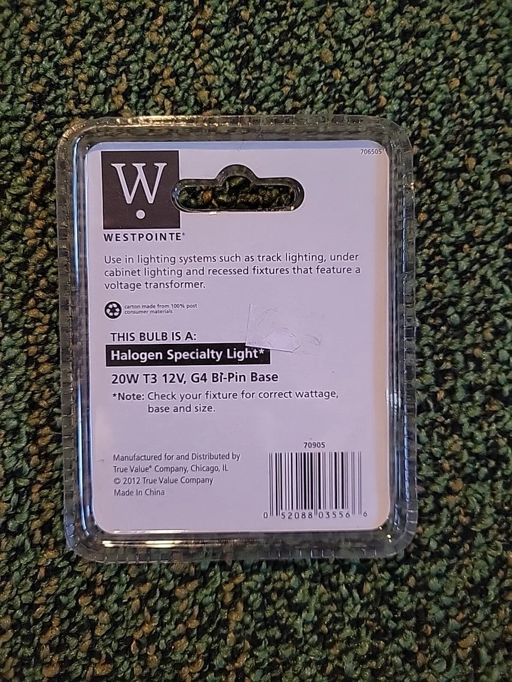 Westpointe 20 Watt Clear Specialty T3 Light Bulb 2000 Hours 12V G4 Bi-Pin 706505 - Image 2 of 2