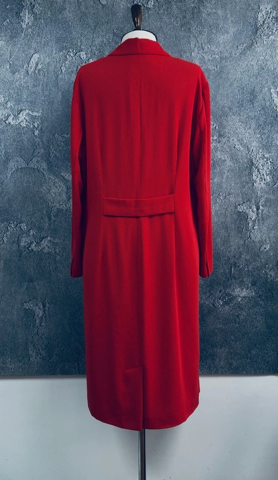 MUY RARO GIVECHY Abrigo Mujer Vintage Lana Rojo Doble Pecho Botón Dorado Foto 4 de 4