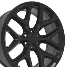 Satin Black 5668 Snowflake 24 Rims Set Fit Chevy Gmc Cadillac Satin Black 5668 Snowflake 24 Rims Set Fit Chevy Gmc Cadillac
