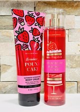 Bath  Body Works Strawberry Pound Cake Body Mist  Body Cream Set of 2