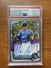 2022 Bowman Chrome 1st MASON AUER Speckle Ref. Auto 292/299 PSA GEM MT 10 /10 RC