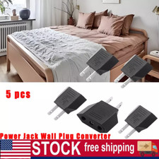 5 PCS New EU Euro Europe to US USA Power Jack Wall Plug Converter Travel Adapter