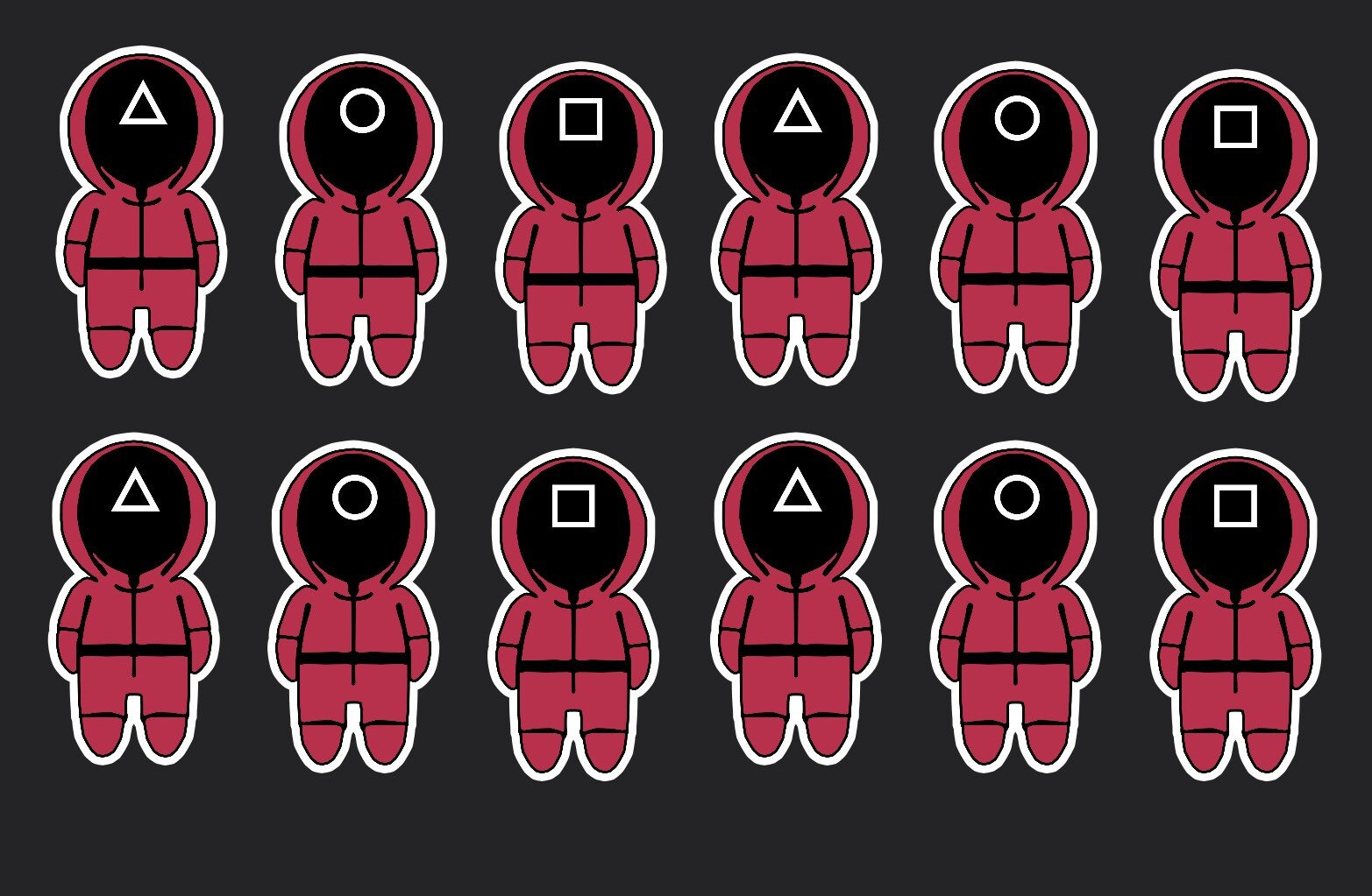 Squid Game Soldier Cake Toppers Set of 12 for Themed Parties