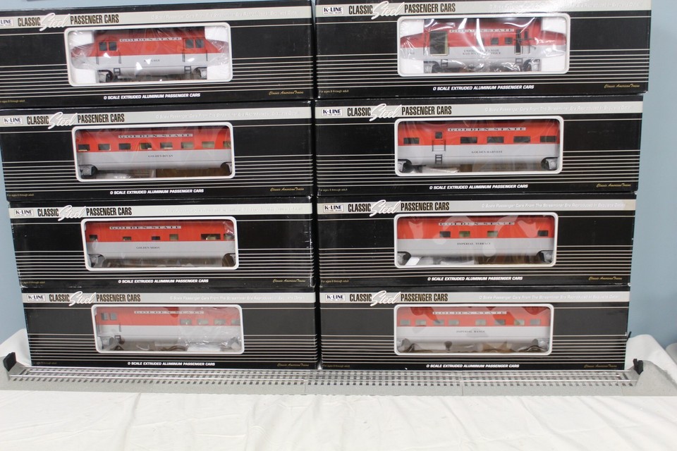 K Line O Scale Rock Island E8 A-A & 8 Aluminum Car set KCC Golden State ...