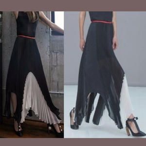 silk pleated maxi skirt